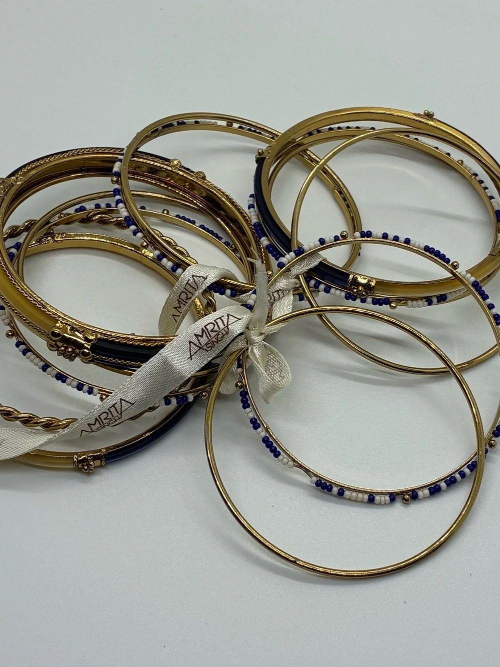 AMRITA SINGHBLUE AND GOLD BANGLE BRACELETS